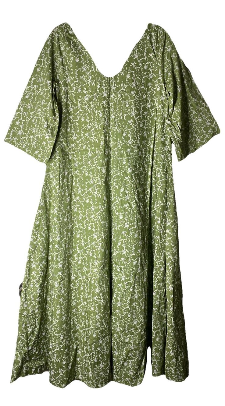 NWT Parterre Green Floral Kaftan Maxi Dress Sz 2 S